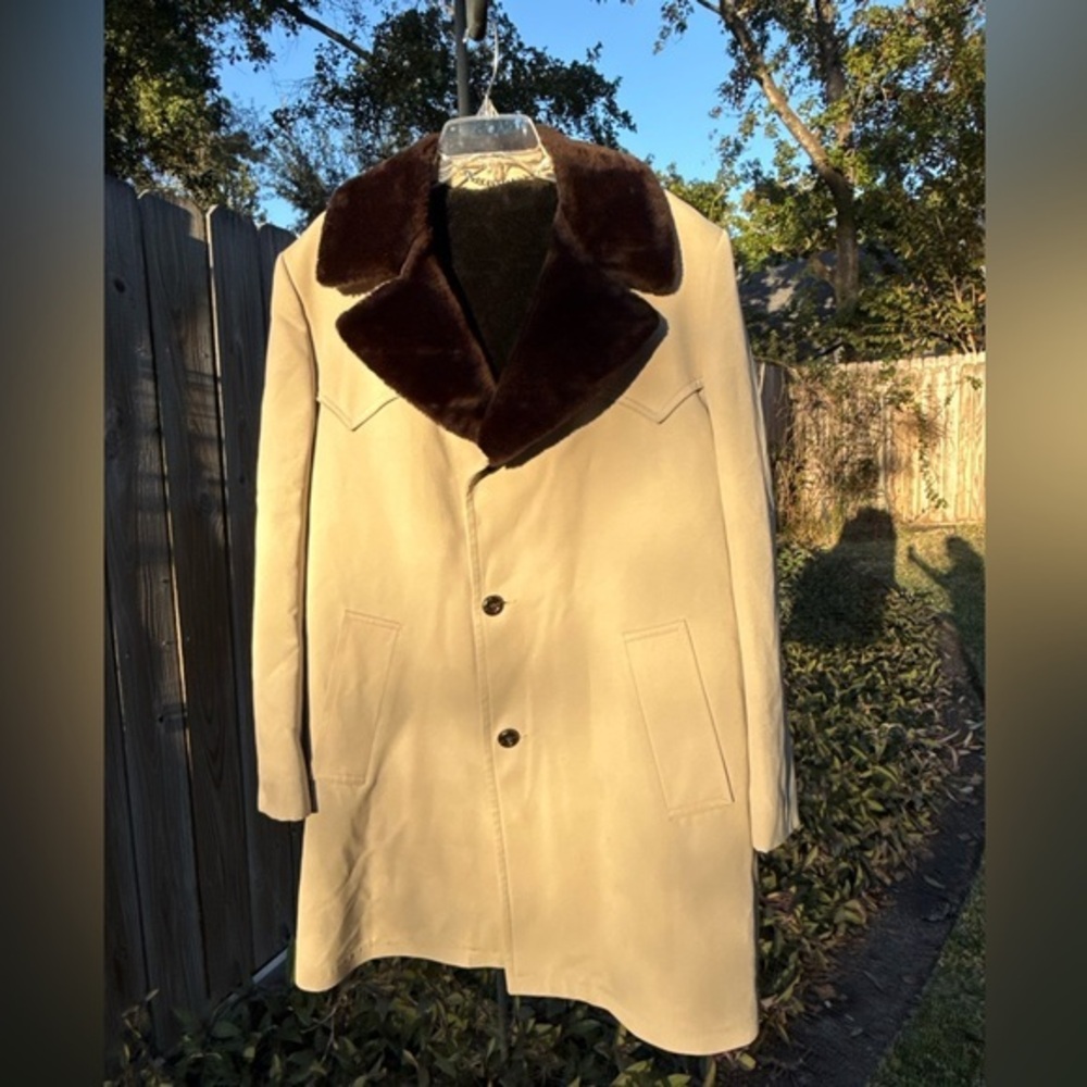 Crownwear Vintage Western Fur Trench Coat Yellowstone, Old Money, 70s